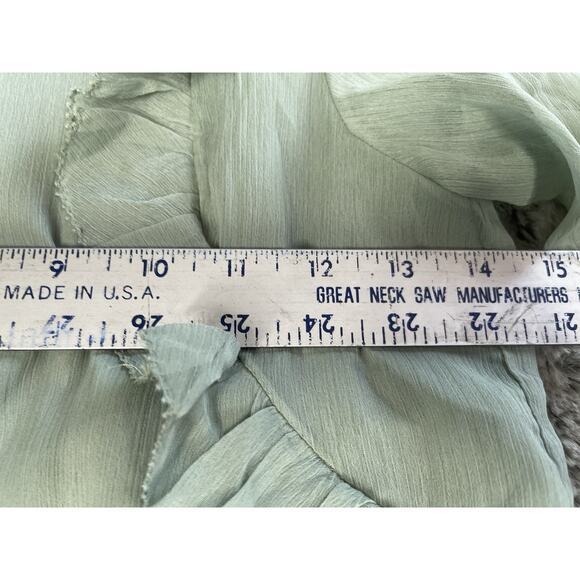 H & M Ruffled 3/4 Sleeve Chiffon Blouse Top Size 2 Green - Picture 7 of 10